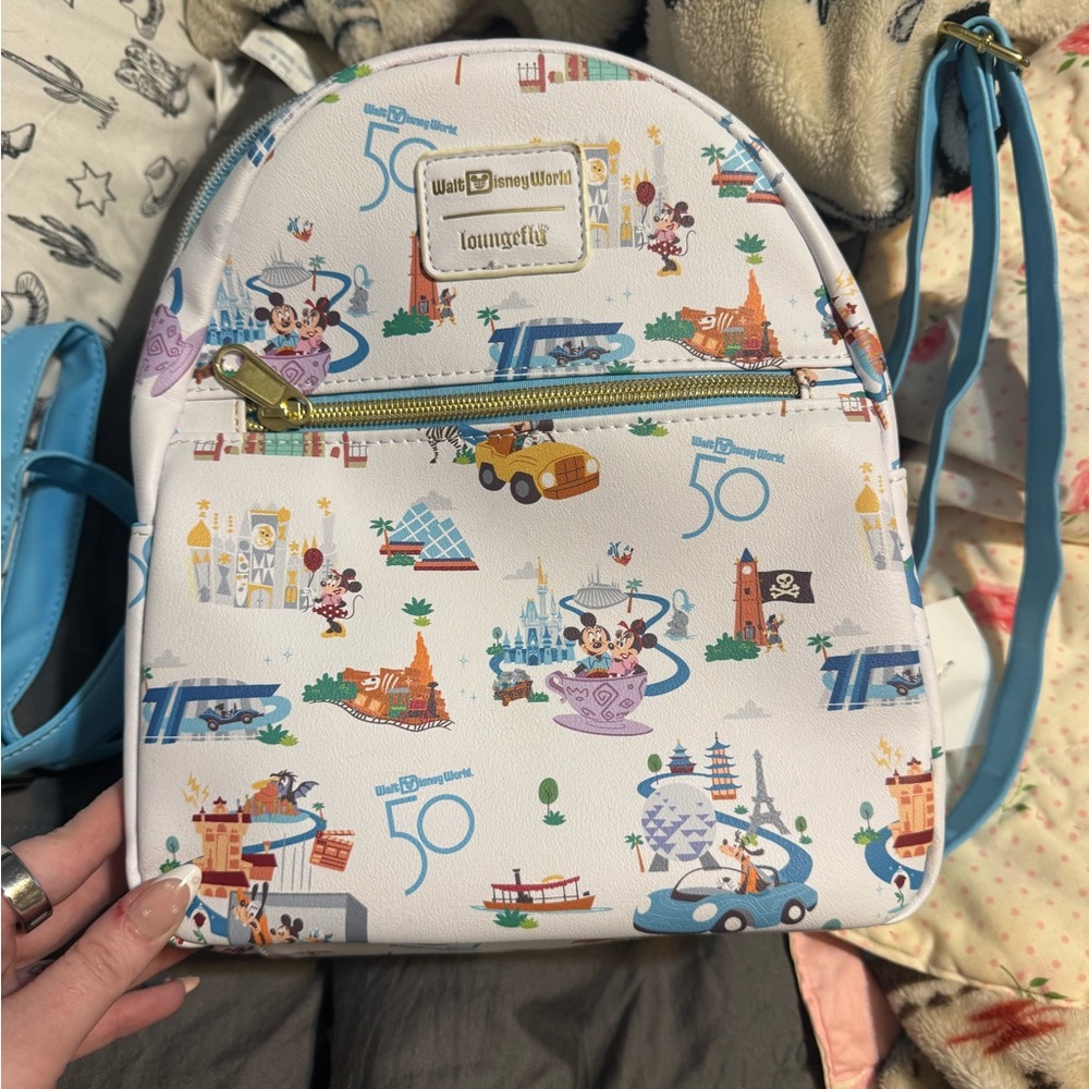 Loungefly Disney World Kids Backpack - White and Blue